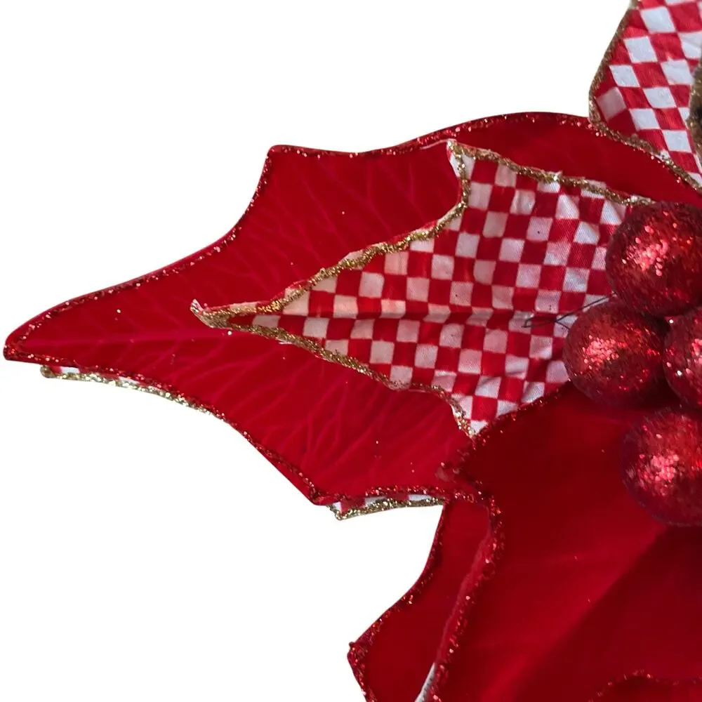 NEW MacKenzie Childs Jumbo Poinsettia Stem 24in Festive Christmas Holiday Decor